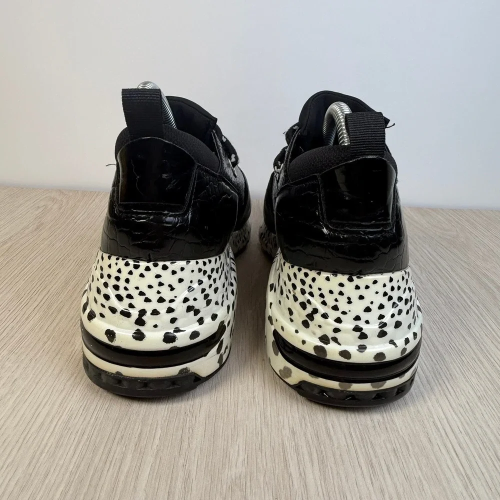 Steve Madden Cliff Black White Animal Print Chunky Platform Sneakers CLIF02S1 7M